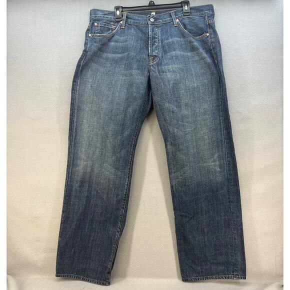 7 For All Mankind Men's Relaxed Fit Jeans Size 40 Button Fly Medium Denim Wash - Picture 1 of 16